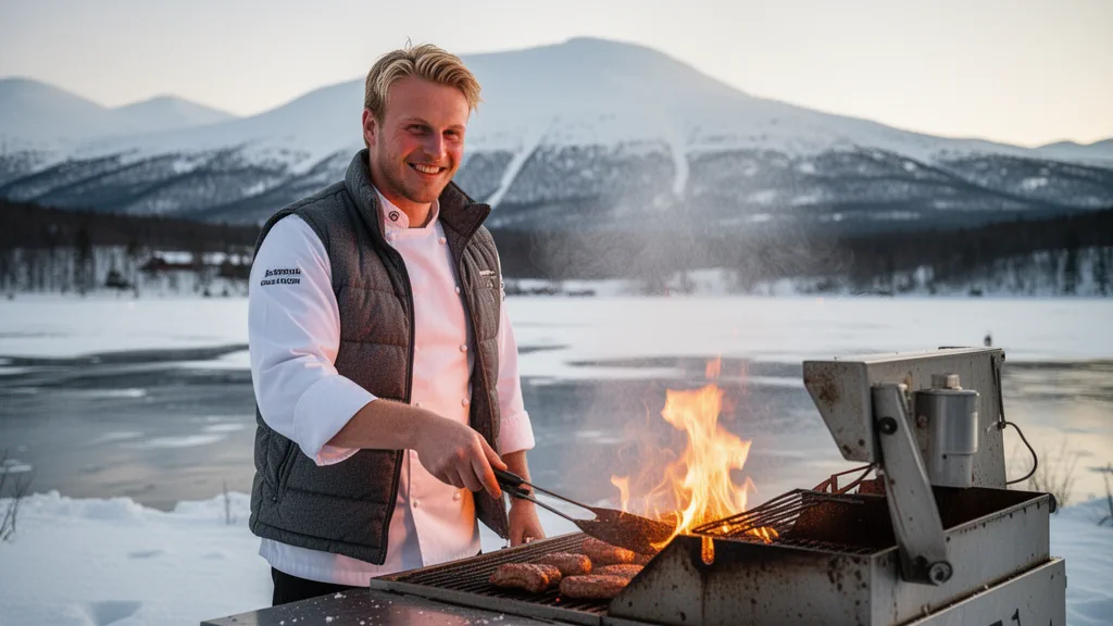 Utomhusgrillning i fjällmiljö