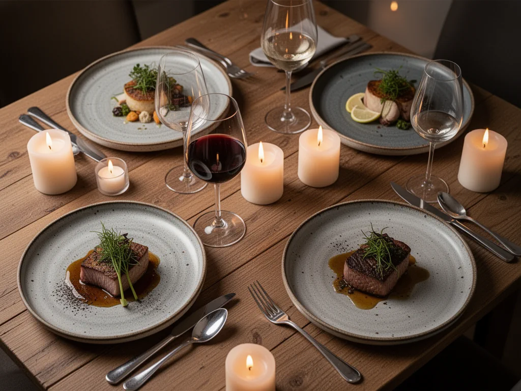 Trerättersmiddag serverad hemma hos gästen